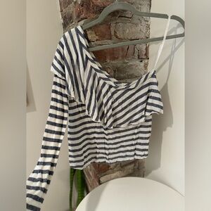 XS Splendid Striped One-Shoulder Top